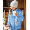Arshiner Girls Fleece Jacket Sherpa Fall Winter Full Zip Fuzzy Coat Outwear with Pockets(Blue Tie Dye)