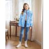 Arshiner Girls Fleece Jacket Sherpa Fall Winter Full Zip Fuzzy Coat Outwear with Pockets(Blue Tie Dye)
