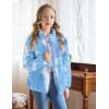Arshiner Girls Fleece Jacket Sherpa Fall Winter Full Zip Fuzzy Coat Outwear with Pockets(Blue Tie Dye)