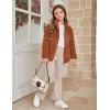 Arshiner Girls Fleece Jacket Sherpa Fall Winter Full Zip Fuzzy Coat Outwear with Pockets(Brown)