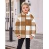 Arshiner Girls Fleece Jacket Sherpa Fall Winter Full Zip Fuzzy Coat Outwear with Pockets(Brown Plaid)
