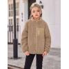Arshiner Girls Fleece Jacket Sherpa Fall Winter Full Zip Fuzzy Coat Outwear with Pockets(Khaki)
