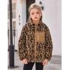 Arshiner Girls Fleece Jacket Sherpa Fall Winter Full Zip Fuzzy Coat Outwear with Pockets(Leopard)