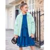 Arshiner Girls Fleece Jacket Sherpa Fall Winter Full Zip Fuzzy Coat Outwear with Pockets(Light Blue)