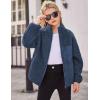 Arshiner Girls Fleece Jacket Sherpa Fall Winter Full Zip Fuzzy Coat Outwear with Pockets(Navy)