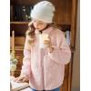 Arshiner Girls Fleece Jacket Sherpa Fall Winter Full Zip Fuzzy Coat Outwear with Pockets(Pink)