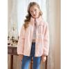 Arshiner Girls Fleece Jacket Sherpa Fall Winter Full Zip Fuzzy Coat Outwear with Pockets(Pink)