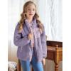 Arshiner Girls Fleece Jacket Sherpa Fall Winter Full Zip Fuzzy Coat Outwear with Pockets(Purple)