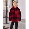 Arshiner Girls Fleece Jacket Sherpa Fall Winter Full Zip Fuzzy Coat Outwear with Pockets(Red Plaid)