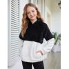 Arshiner Girls Fuzzy Fleece Hoodies Casual Sweatshirt Sherpa Pullover with Kangaroo Pockets(A-black)