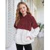 Arshiner Girls Fuzzy Fleece Hoodies Casual Sweatshirt Sherpa Pullover with Kangaroo Pockets(A-red)