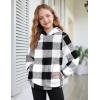 Arshiner Girls Fuzzy Fleece Hoodies Casual Sweatshirt Sherpa Pullover with Kangaroo Pockets(Black Plaid)