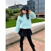 Arshiner Girls Fuzzy Fleece Hoodies Casual Sweatshirt Sherpa Pullover with Kangaroo Pockets(Blue)