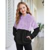 Arshiner Girls Fuzzy Fleece Hoodies Casual Sweatshirt Sherpa Pullover with Kangaroo Pockets(B-purple)