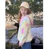 Arshiner Girls Fuzzy Fleece Hoodies Casual Sweatshirt Sherpa Pullover with Kangaroo Pockets(D-pink Blue)