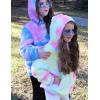 Arshiner Girls Fuzzy Fleece Hoodies Casual Sweatshirt Sherpa Pullover with Kangaroo Pockets(D-pink Blue)