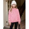 Arshiner Girls Fuzzy Fleece Hoodies Casual Sweatshirt Sherpa Pullover with Kangaroo Pockets(Dusty Pink)