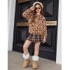 Arshiner Girls Fuzzy Fleece Hoodies Casual Sweatshirt Sherpa Pullover with Kangaroo Pockets(Leopard Coffee)