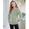 Arshiner Girls Fuzzy Fleece Hoodies Casual Sweatshirt Sherpa Pullover with Kangaroo Pockets(Sage Green)