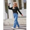 Arshiner Girls Long Sleeve Shirts Drop Shoulder Casual Loose Fit Crewneck Blouse Tee Tops(Black)