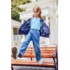 Arshiner Girls Long Sleeve Shirts Drop Shoulder Casual Loose Fit Crewneck Blouse Tee Tops(Light Blue)