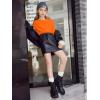 Arshiner Girls Long Sleeve Shirts Drop Shoulder Casual Loose Fit Crewneck Blouse Tee Tops(Orange)