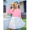 Arshiner Girls Long Sleeve Shirts Drop Shoulder Casual Loose Fit Crewneck Blouse Tee Tops(Pink)