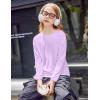Arshiner Girls Long Sleeve Shirts Drop Shoulder Casual Loose Fit Crewneck Blouse Tee Tops(Purple)