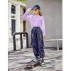 Arshiner Girls Long Sleeve Shirts Drop Shoulder Casual Loose Fit Crewneck Blouse Tee Tops(Purple)
