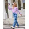Arshiner Girls Long Sleeve Shirts Drop Shoulder Casual Loose Fit Crewneck Blouse Tee Tops(Purple)