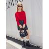 Arshiner Girls Long Sleeve Shirts Drop Shoulder Casual Loose Fit Crewneck Blouse Tee Tops(Red)