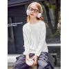 Arshiner Girls Long Sleeve Shirts Drop Shoulder Casual Loose Fit Crewneck Blouse Tee Tops(White)