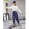 Arshiner Girls Long Sleeve Shirts Drop Shoulder Casual Loose Fit Crewneck Blouse Tee Tops(White)