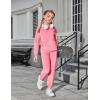 Arshiner Girls Velour 2 Pieces Tracksuits Outfits Athletic Hoodies Sweatshirts and Sweatpants Athletic Clothing Sets(Coral)