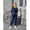 Arshiner Girls Velour 2 Pieces Tracksuits Outfits Athletic Hoodies Sweatshirts and Sweatpants Athletic Clothing Sets(Dark Blue)