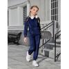 Arshiner Girls Velour 2 Pieces Tracksuits Outfits Athletic Hoodies Sweatshirts and Sweatpants Athletic Clothing Sets(Dark Blue)