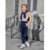 Arshiner Girls Velour 2 Pieces Tracksuits Outfits Athletic Hoodies Sweatshirts and Sweatpants Athletic Clothing Sets(Dark Blue)