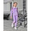 Arshiner Girls Velour 2 Pieces Tracksuits Outfits Athletic Hoodies Sweatshirts and Sweatpants Athletic Clothing Sets(Purple)