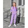 Arshiner Girls Velour 2 Pieces Tracksuits Outfits Athletic Hoodies Sweatshirts and Sweatpants Athletic Clothing Sets(Purple)