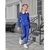 Arshiner Girls Velour 2 Pieces Tracksuits Outfits Athletic Hoodies Sweatshirts and Sweatpants Athletic Clothing Sets(Royal Blue)