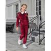 Arshiner Girls Velour 2 Pieces Tracksuits Outfits Athletic Hoodies Sweatshirts and Sweatpants Athletic Clothing Sets(Wine Red)
