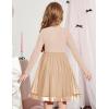 Arshiner Toddler Tutu Dress Little Girls Fall Winter Long Sleeve Holiday Party Tulle Dresses 3-8Y(Beige)