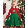 Arshiner Toddler Tutu Dress Little Girls Fall Winter Long Sleeve Holiday Party Tulle Dresses 3-8Y(Christmas Green Tree)