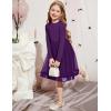 Arshiner Toddler Tutu Dress Little Girls Fall Winter Long Sleeve Holiday Party Tulle Dresses 3-8Y(Dark Purple)