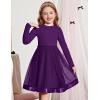 Arshiner Toddler Tutu Dress Little Girls Fall Winter Long Sleeve Holiday Party Tulle Dresses 3-8Y(Dark Purple)