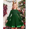 Arshiner Toddler Tutu Dress Little Girls Fall Winter Long Sleeve Holiday Party Tulle Dresses 3-8Y(Green)
