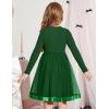 Arshiner Toddler Tutu Dress Little Girls Fall Winter Long Sleeve Holiday Party Tulle Dresses 3-8Y(Green)