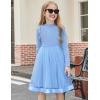 Arshiner Toddler Tutu Dress Little Girls Fall Winter Long Sleeve Holiday Party Tulle Dresses 3-8Y(Light Blue)