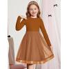 Arshiner Toddler Tutu Dress Little Girls Fall Winter Long Sleeve Holiday Party Tulle Dresses 3-8Y(Light Brown)