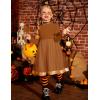 Arshiner Toddler Tutu Dress Little Girls Fall Winter Long Sleeve Holiday Party Tulle Dresses 3-8Y(Light Brown)